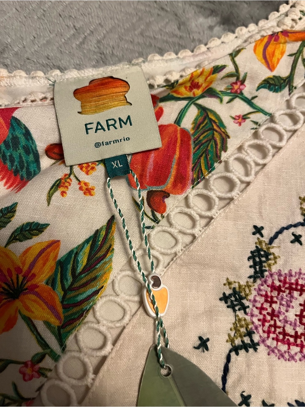 FARM Rio One-Shoulder Floral Dress in White, Pink, Green, Orange and Yellow
